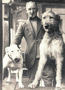 Illustrator Cecil Aldin with Cracker (1930)